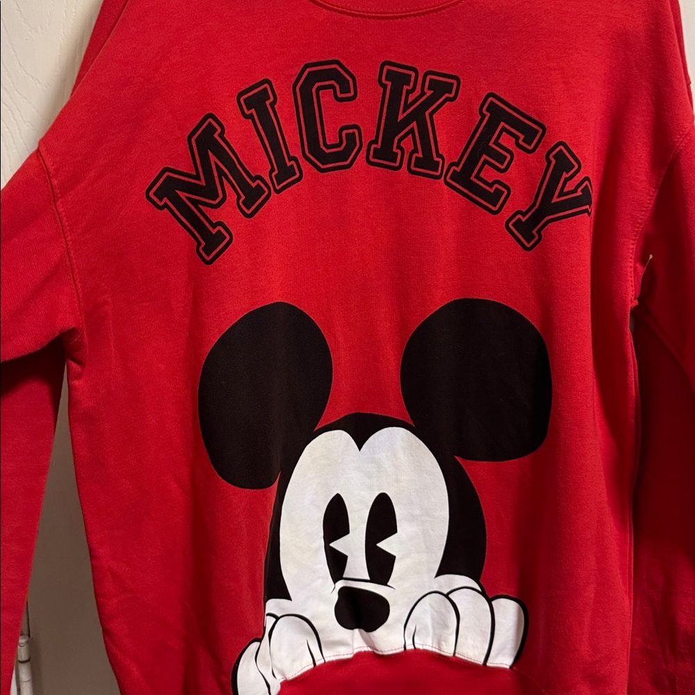 NWOT Disney Mickey Mouse Pull Over Sweatshirt Red Long Sleeve Girl Teen XL 16-17 - Picture 3 of 11
